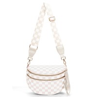 Checkered Crossbody Bum Bags for Women Nylon Checkered Purse Checkerboard Fanny Pack