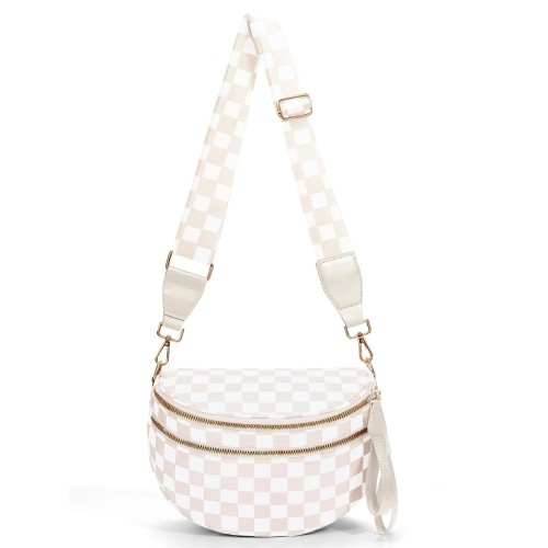 Checkered Crossbody Bum Bags for Women Nylon Checkered Purse Checkerboard Fanny Pack