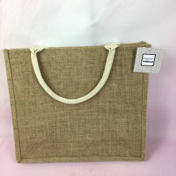 LAGGNICTY  Jute Tote Bags, 14.5" x 6.7" x 10.2" Pack of 1 Burlap Bridesmaid Bags, Burlap Beach Totes, Jute Travel Bags with handles, Tote Bag for DIY,Gym,Shopping,Wedding