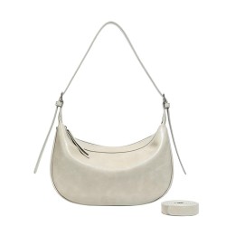 Women Leather Shoulder Bag Solid Color Handbag with Inner Pocket & Adjustable Strap Top Handle Bag for Work Travel Sh